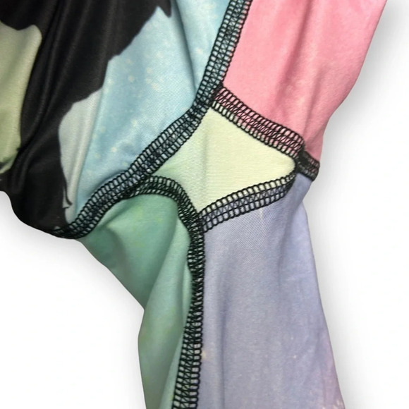 Teeki Northern Lights Pastel Skies Pine &  Reindeer Graphic Yoga Leggings M - Picture 8 of 9